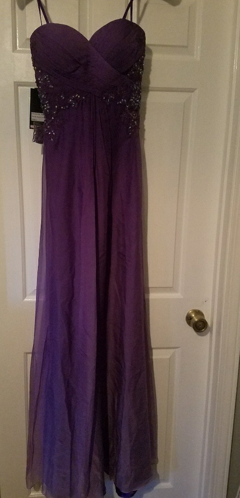 Purple beaded evening gown
